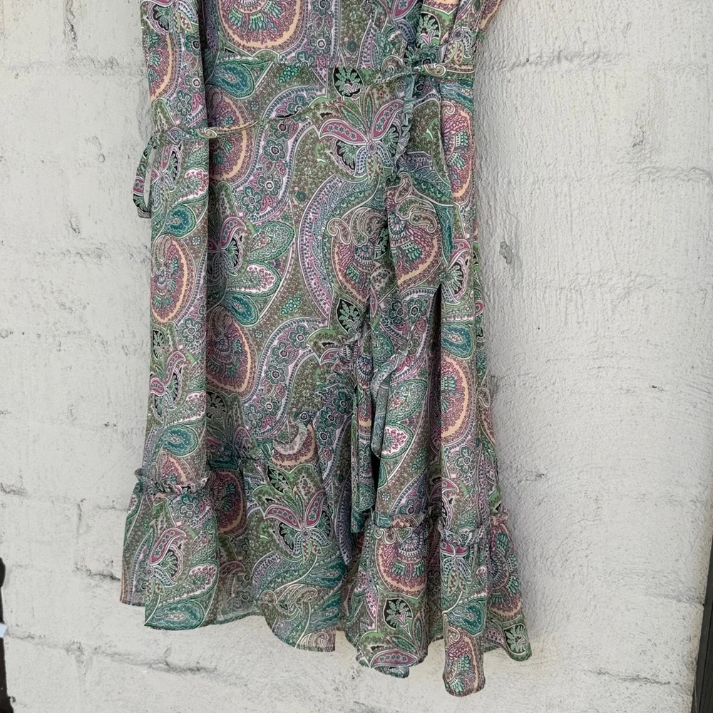 AllSaints Zini Shahmina Paisley Print Wrap Mini Dress Size 6